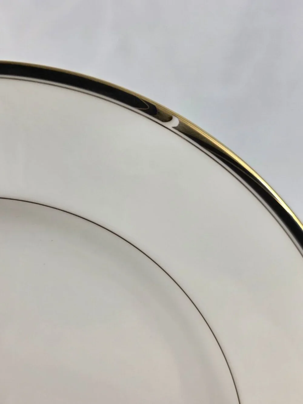 ONE Mikasa Academy Bone China Salad Plate White with Black & Gold Band NEW
